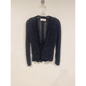 Vintage Diane Von Furstenberg Sweater Womens Medium Metallic Cardigan Shimmer 80